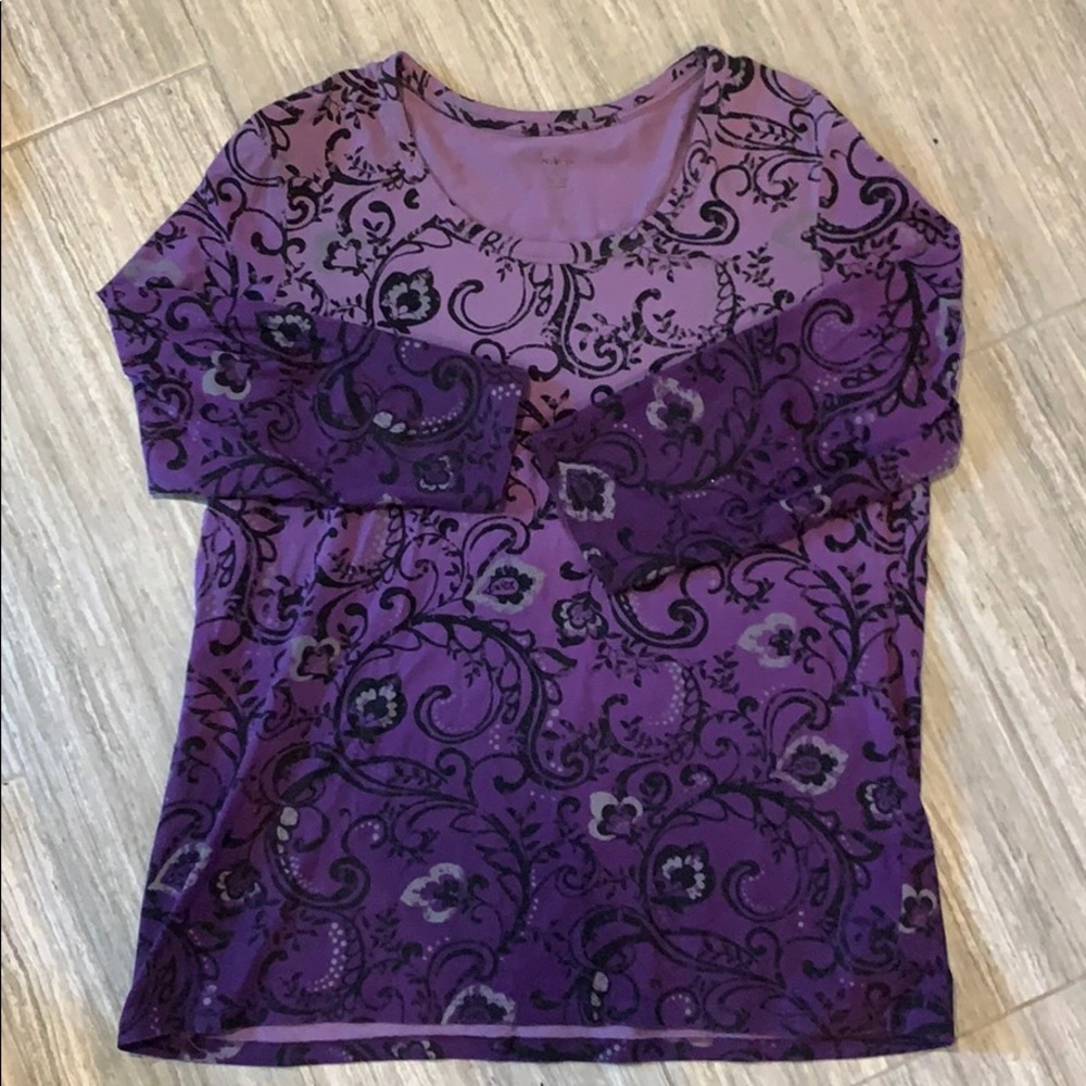 Purple Long Sleeve Tee W/ Black Accents
